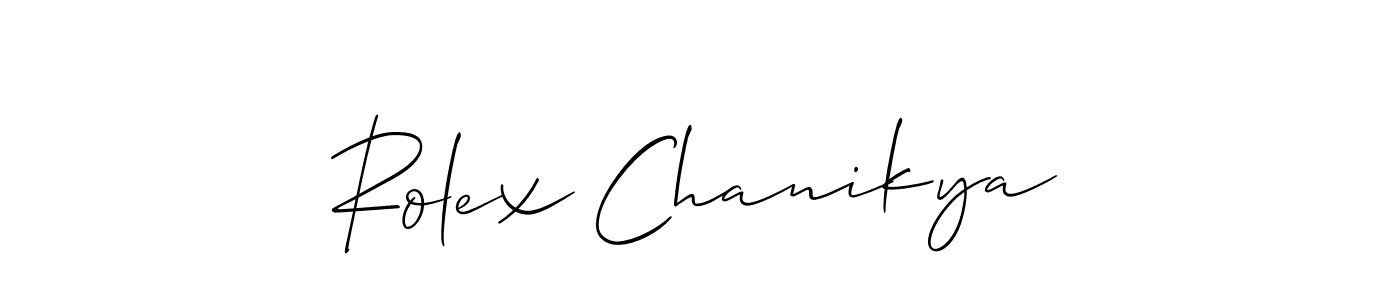 Use a signature maker to create a handwritten signature online. With this signature software, you can design (Allison_Script) your own signature for name Rolex Chanikya. Rolex Chanikya signature style 2 images and pictures png