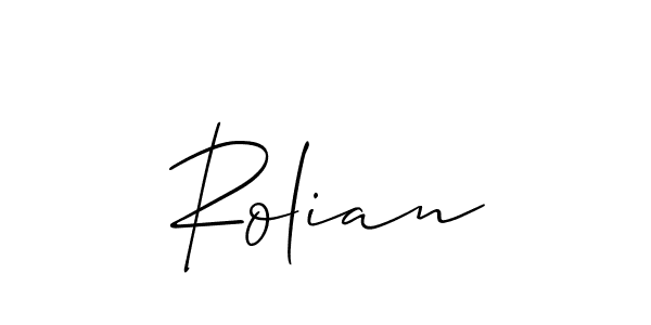 Create a beautiful signature design for name Rolian. With this signature (Allison_Script) fonts, you can make a handwritten signature for free. Rolian signature style 2 images and pictures png