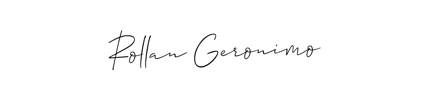 Make a short Rollan Geronimo signature style. Manage your documents anywhere anytime using Allison_Script. Create and add eSignatures, submit forms, share and send files easily. Rollan Geronimo signature style 2 images and pictures png