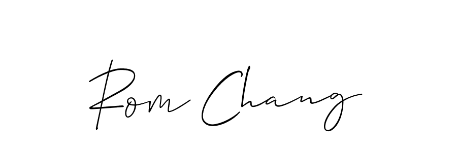 Use a signature maker to create a handwritten signature online. With this signature software, you can design (Allison_Script) your own signature for name Rom Chang. Rom Chang signature style 2 images and pictures png