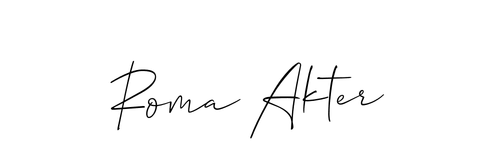 Similarly Allison_Script is the best handwritten signature design. Signature creator online .You can use it as an online autograph creator for name Roma Akter. Roma Akter signature style 2 images and pictures png