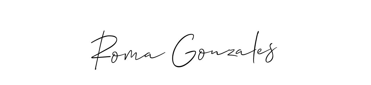 Also You can easily find your signature by using the search form. We will create Roma Gonzales name handwritten signature images for you free of cost using Allison_Script sign style. Roma Gonzales signature style 2 images and pictures png