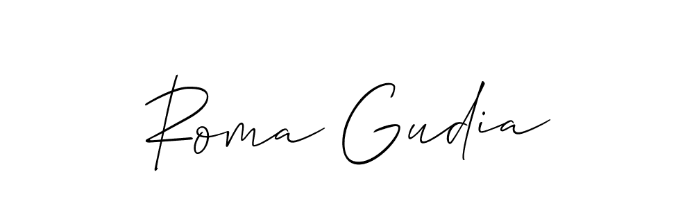 The best way (Allison_Script) to make a short signature is to pick only two or three words in your name. The name Roma Gudia include a total of six letters. For converting this name. Roma Gudia signature style 2 images and pictures png