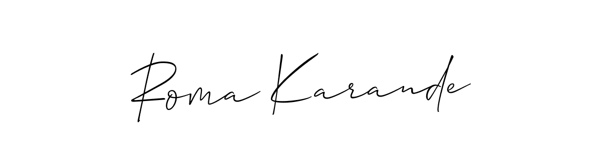 Once you've used our free online signature maker to create your best signature Allison_Script style, it's time to enjoy all of the benefits that Roma Karande name signing documents. Roma Karande signature style 2 images and pictures png