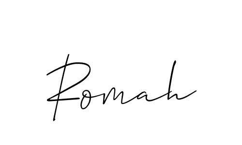 The best way (Allison_Script) to make a short signature is to pick only two or three words in your name. The name Romah include a total of six letters. For converting this name. Romah signature style 2 images and pictures png