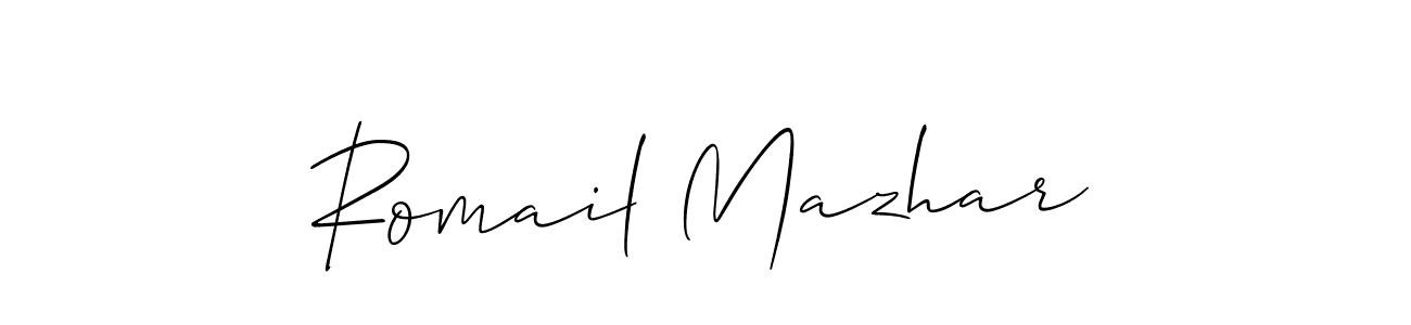 This is the best signature style for the Romail Mazhar name. Also you like these signature font (Allison_Script). Mix name signature. Romail Mazhar signature style 2 images and pictures png