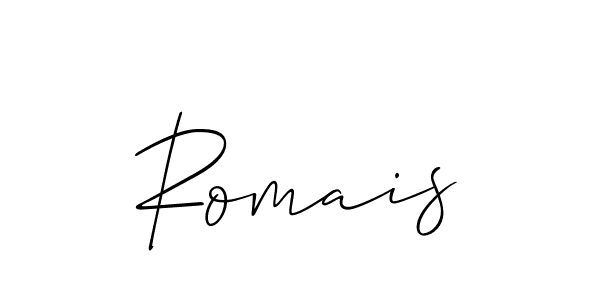 Allison_Script is a professional signature style that is perfect for those who want to add a touch of class to their signature. It is also a great choice for those who want to make their signature more unique. Get Romais name to fancy signature for free. Romais signature style 2 images and pictures png