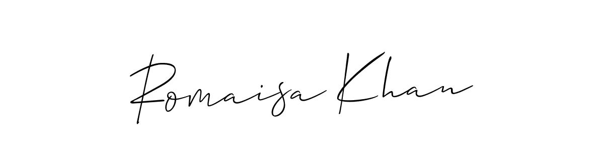 This is the best signature style for the Romaisa Khan name. Also you like these signature font (Allison_Script). Mix name signature. Romaisa Khan signature style 2 images and pictures png