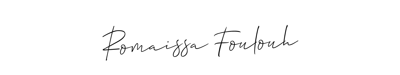 See photos of Romaissa Foulouh official signature by Spectra . Check more albums & portfolios. Read reviews & check more about Allison_Script font. Romaissa Foulouh signature style 2 images and pictures png