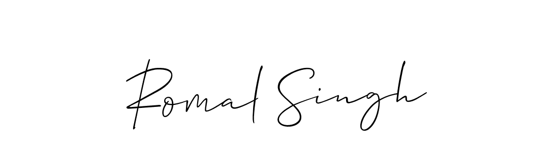 Use a signature maker to create a handwritten signature online. With this signature software, you can design (Allison_Script) your own signature for name Romal Singh. Romal Singh signature style 2 images and pictures png