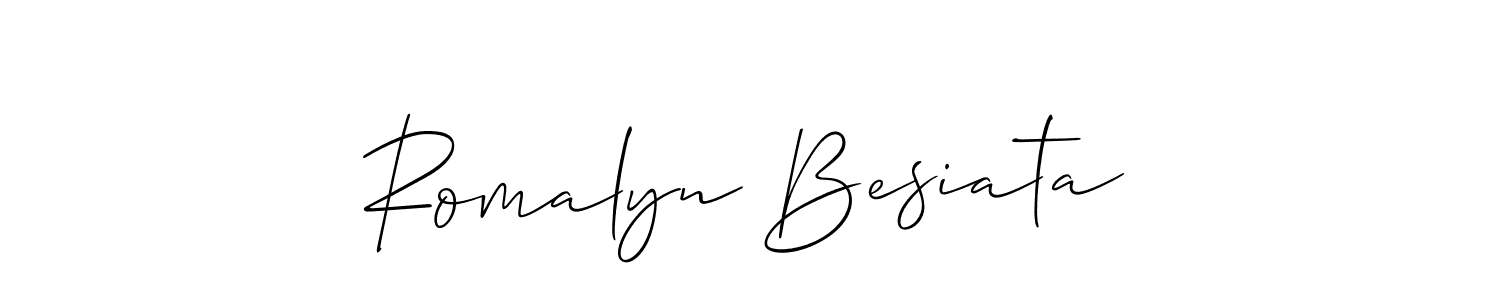 The best way (Allison_Script) to make a short signature is to pick only two or three words in your name. The name Romalyn Besiata include a total of six letters. For converting this name. Romalyn Besiata signature style 2 images and pictures png