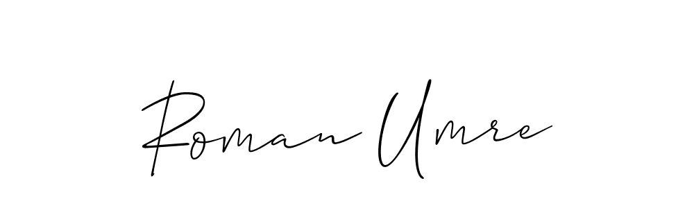 The best way (Allison_Script) to make a short signature is to pick only two or three words in your name. The name Roman Umre include a total of six letters. For converting this name. Roman Umre signature style 2 images and pictures png