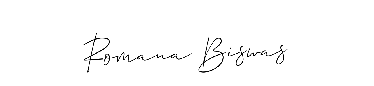 It looks lik you need a new signature style for name Romana Biswas. Design unique handwritten (Allison_Script) signature with our free signature maker in just a few clicks. Romana Biswas signature style 2 images and pictures png
