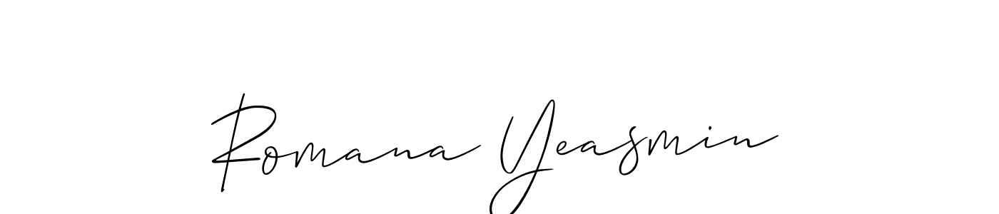 Make a short Romana Yeasmin signature style. Manage your documents anywhere anytime using Allison_Script. Create and add eSignatures, submit forms, share and send files easily. Romana Yeasmin signature style 2 images and pictures png