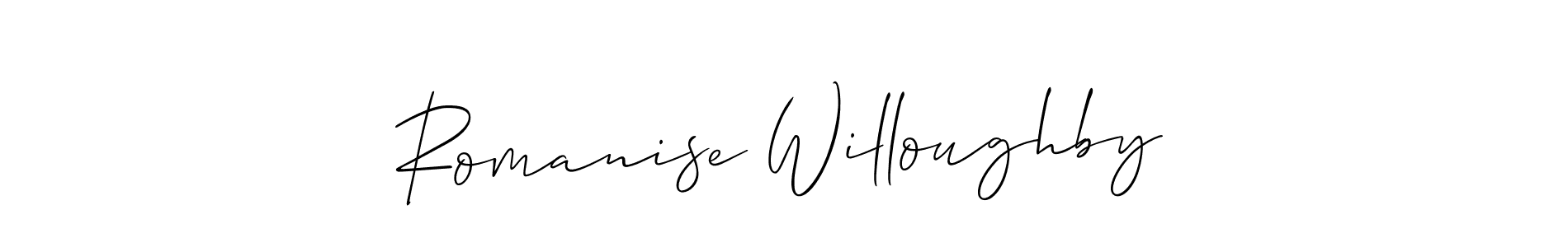 See photos of Romanise Willoughby official signature by Spectra . Check more albums & portfolios. Read reviews & check more about Allison_Script font. Romanise Willoughby signature style 2 images and pictures png