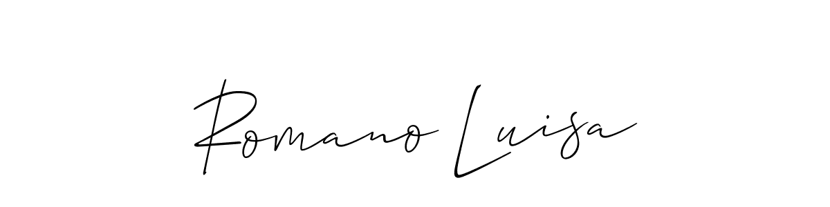 if you are searching for the best signature style for your name Romano Luisa. so please give up your signature search. here we have designed multiple signature styles  using Allison_Script. Romano Luisa signature style 2 images and pictures png