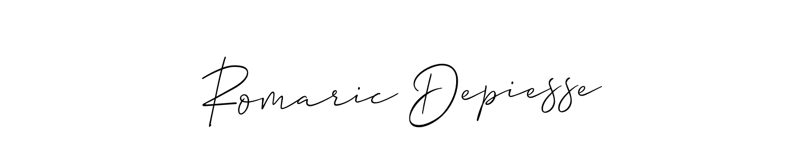 Use a signature maker to create a handwritten signature online. With this signature software, you can design (Allison_Script) your own signature for name Romaric Depiesse. Romaric Depiesse signature style 2 images and pictures png