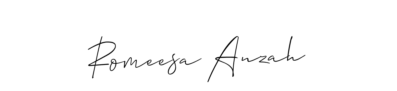 Create a beautiful signature design for name Romeesa Anzah. With this signature (Allison_Script) fonts, you can make a handwritten signature for free. Romeesa Anzah signature style 2 images and pictures png