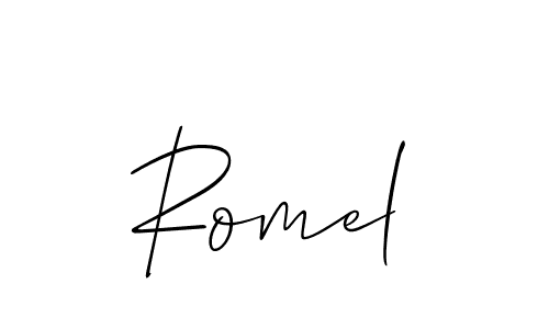 if you are searching for the best signature style for your name Romel. so please give up your signature search. here we have designed multiple signature styles  using Allison_Script. Romel signature style 2 images and pictures png