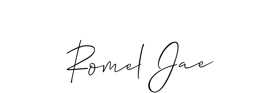 Allison_Script is a professional signature style that is perfect for those who want to add a touch of class to their signature. It is also a great choice for those who want to make their signature more unique. Get Romel Jae name to fancy signature for free. Romel Jae signature style 2 images and pictures png