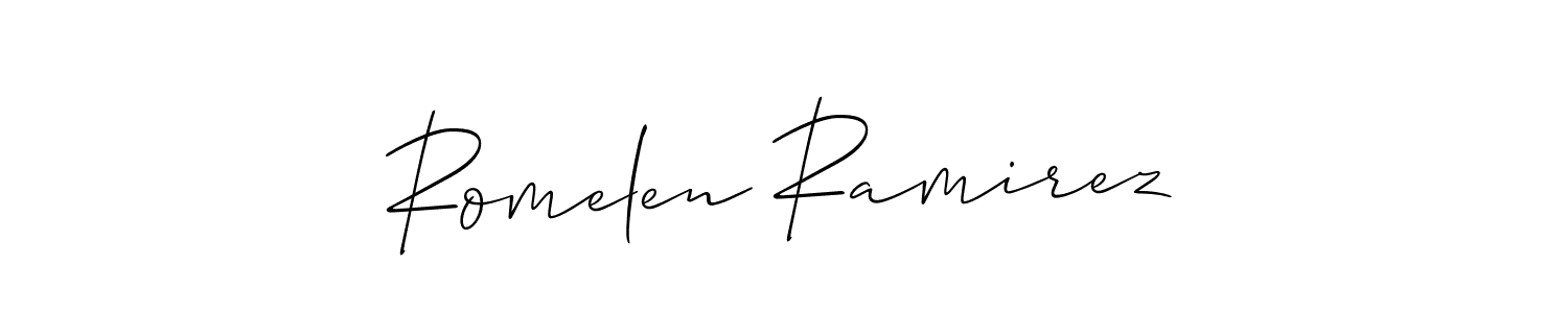 How to make Romelen Ramirez name signature. Use Allison_Script style for creating short signs online. This is the latest handwritten sign. Romelen Ramirez signature style 2 images and pictures png