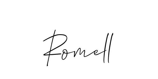Create a beautiful signature design for name Romell. With this signature (Allison_Script) fonts, you can make a handwritten signature for free. Romell signature style 2 images and pictures png
