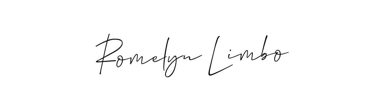Similarly Allison_Script is the best handwritten signature design. Signature creator online .You can use it as an online autograph creator for name Romelyn Limbo. Romelyn Limbo signature style 2 images and pictures png