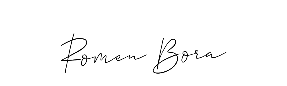 You should practise on your own different ways (Allison_Script) to write your name (Romen Bora) in signature. don't let someone else do it for you. Romen Bora signature style 2 images and pictures png