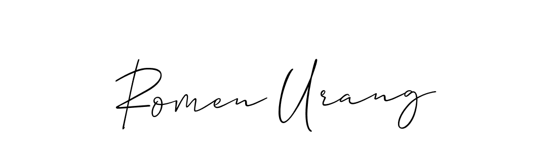 It looks lik you need a new signature style for name Romen Urang. Design unique handwritten (Allison_Script) signature with our free signature maker in just a few clicks. Romen Urang signature style 2 images and pictures png