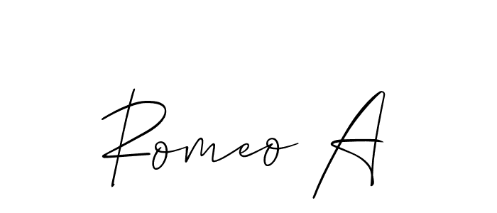 Also we have Romeo A name is the best signature style. Create professional handwritten signature collection using Allison_Script autograph style. Romeo A signature style 2 images and pictures png