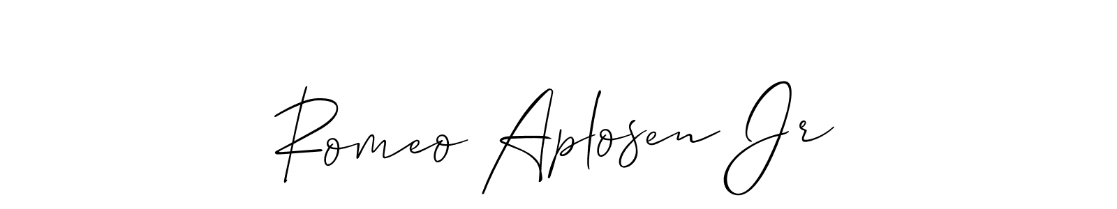 Also You can easily find your signature by using the search form. We will create Romeo Aplosen Jr name handwritten signature images for you free of cost using Allison_Script sign style. Romeo Aplosen Jr signature style 2 images and pictures png