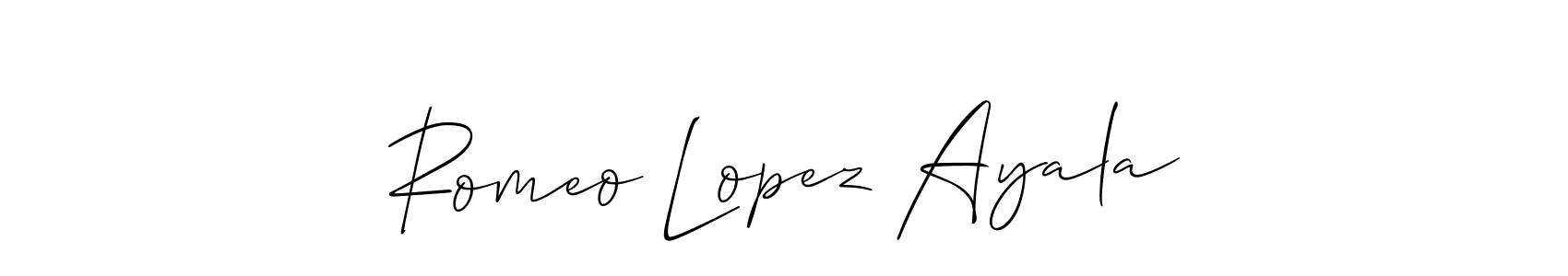 Allison_Script is a professional signature style that is perfect for those who want to add a touch of class to their signature. It is also a great choice for those who want to make their signature more unique. Get Romeo Lopez Ayala name to fancy signature for free. Romeo Lopez Ayala signature style 2 images and pictures png