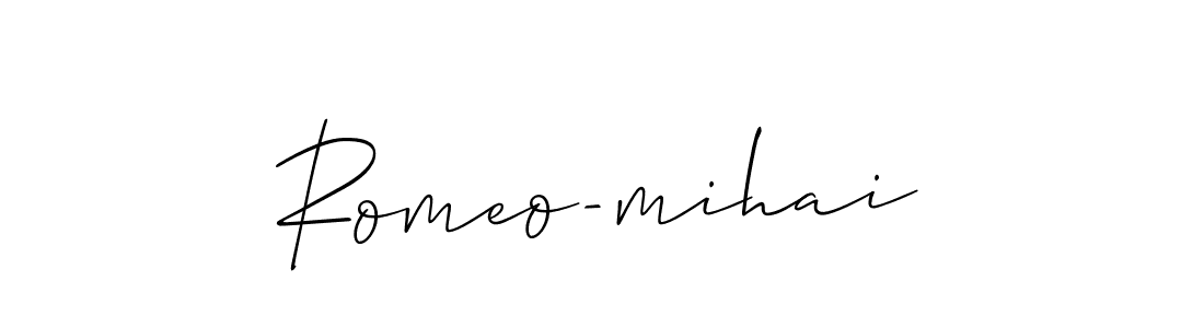 It looks lik you need a new signature style for name Romeo-mihai. Design unique handwritten (Allison_Script) signature with our free signature maker in just a few clicks. Romeo-mihai signature style 2 images and pictures png