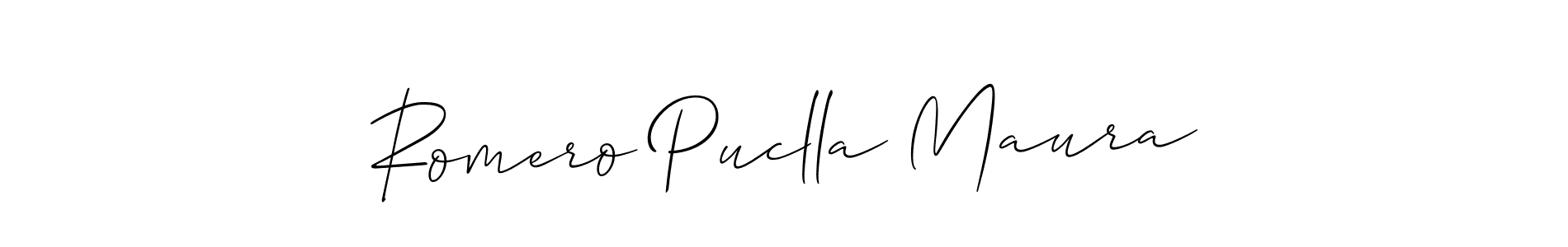 Create a beautiful signature design for name Romero Puclla Maura. With this signature (Allison_Script) fonts, you can make a handwritten signature for free. Romero Puclla Maura signature style 2 images and pictures png