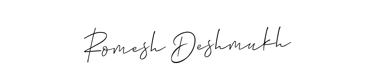 This is the best signature style for the Romesh Deshmukh name. Also you like these signature font (Allison_Script). Mix name signature. Romesh Deshmukh signature style 2 images and pictures png