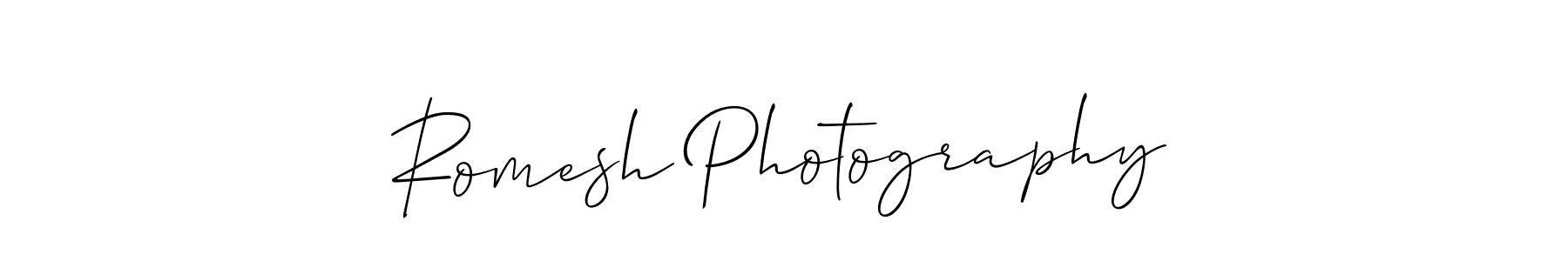 You should practise on your own different ways (Allison_Script) to write your name (Romesh Photography) in signature. don't let someone else do it for you. Romesh Photography signature style 2 images and pictures png