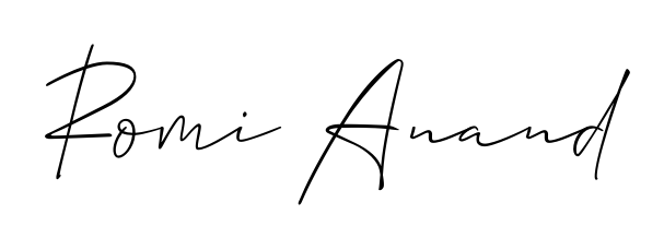 Create your official email sign-off with Romi Anand name in Allison_Script style. Crisp, clean, and perfectly legible across all screens. Romi Anand signature style 2 images and pictures png
