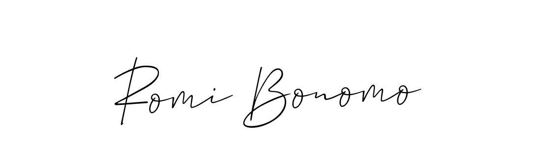 You should practise on your own different ways (Allison_Script) to write your name (Romi Bonomo) in signature. don't let someone else do it for you. Romi Bonomo signature style 2 images and pictures png