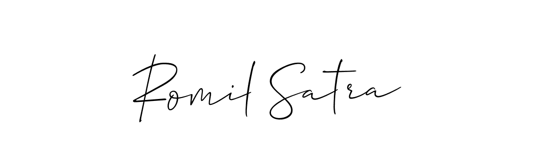 How to Draw Romil Satra signature style? Allison_Script is a latest design signature styles for name Romil Satra. Romil Satra signature style 2 images and pictures png