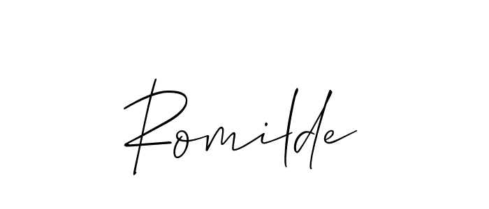 Also we have Romilde name is the best signature style. Create professional handwritten signature collection using Allison_Script autograph style. Romilde signature style 2 images and pictures png