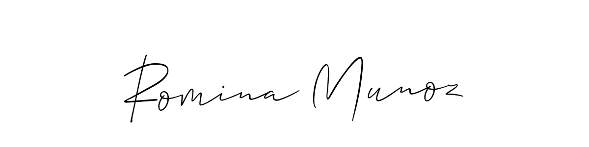 How to Draw Romina Munoz signature style? Allison_Script is a latest design signature styles for name Romina Munoz. Romina Munoz signature style 2 images and pictures png