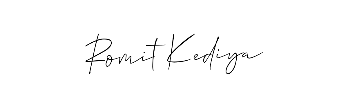 Also we have Romit Kediya name is the best signature style. Create professional handwritten signature collection using Allison_Script autograph style. Romit Kediya signature style 2 images and pictures png