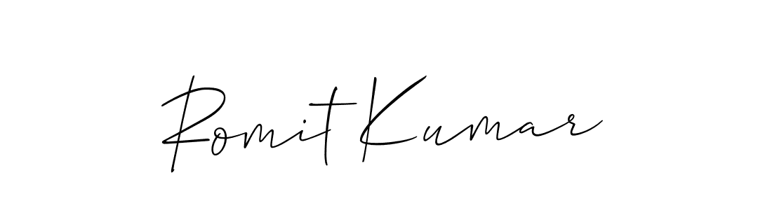 Create a beautiful signature design for name Romit Kumar. With this signature (Allison_Script) fonts, you can make a handwritten signature for free. Romit Kumar signature style 2 images and pictures png