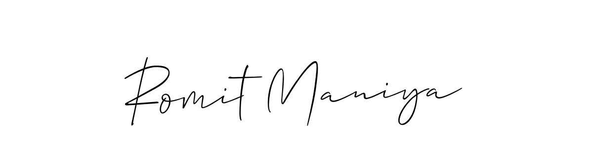 Allison_Script is a professional signature style that is perfect for those who want to add a touch of class to their signature. It is also a great choice for those who want to make their signature more unique. Get Romit Maniya name to fancy signature for free. Romit Maniya signature style 2 images and pictures png