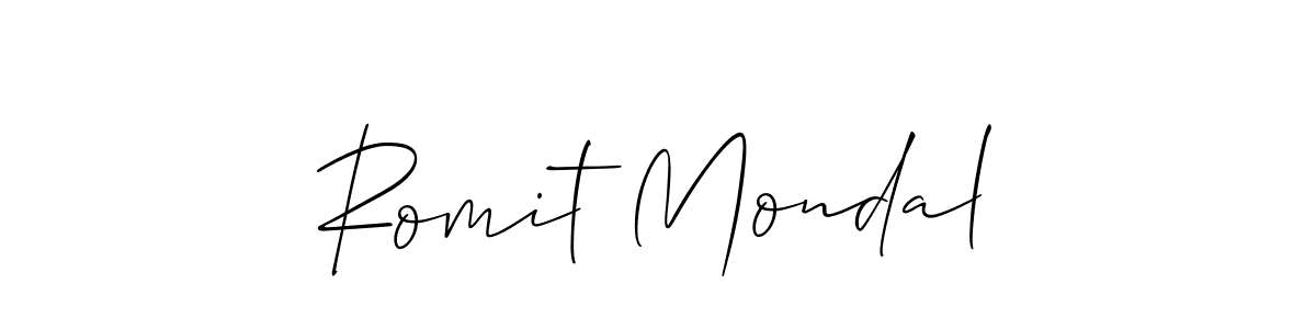 Make a beautiful signature design for name Romit Mondal. With this signature (Allison_Script) style, you can create a handwritten signature for free. Romit Mondal signature style 2 images and pictures png