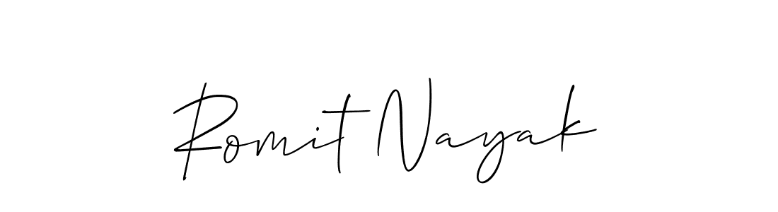 Allison_Script is a professional signature style that is perfect for those who want to add a touch of class to their signature. It is also a great choice for those who want to make their signature more unique. Get Romit Nayak name to fancy signature for free. Romit Nayak signature style 2 images and pictures png