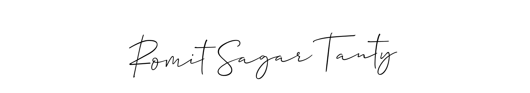 It looks lik you need a new signature style for name Romit Sagar Tanty. Design unique handwritten (Allison_Script) signature with our free signature maker in just a few clicks. Romit Sagar Tanty signature style 2 images and pictures png