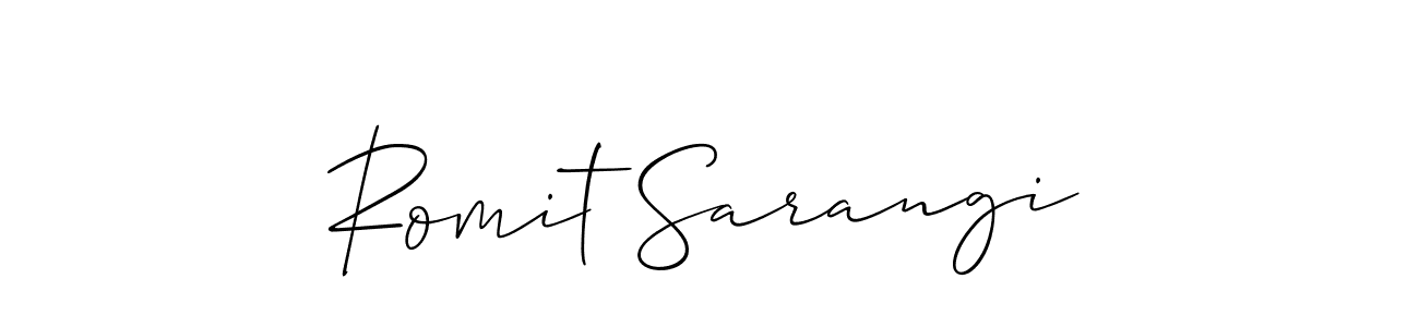 Use a signature maker to create a handwritten signature online. With this signature software, you can design (Allison_Script) your own signature for name Romit Sarangi. Romit Sarangi signature style 2 images and pictures png