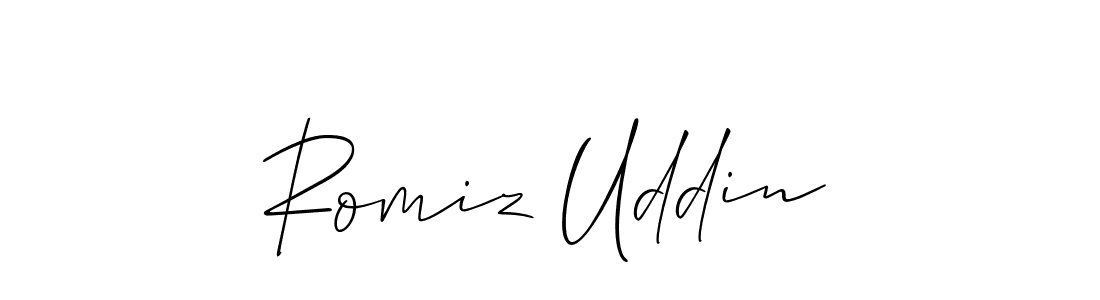 Create a beautiful signature design for name Romiz Uddin. With this signature (Allison_Script) fonts, you can make a handwritten signature for free. Romiz Uddin signature style 2 images and pictures png