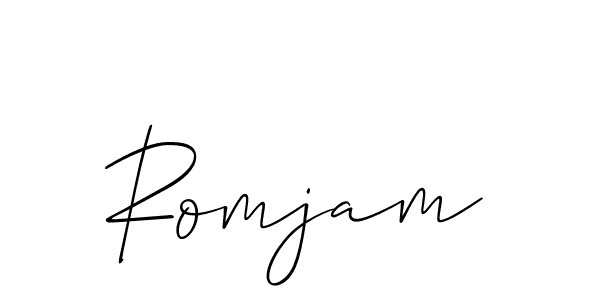 How to Draw Romjam signature style? Allison_Script is a latest design signature styles for name Romjam. Romjam signature style 2 images and pictures png